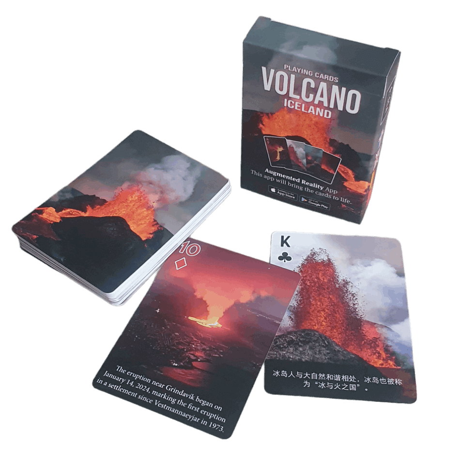 Volcano playing cards with app